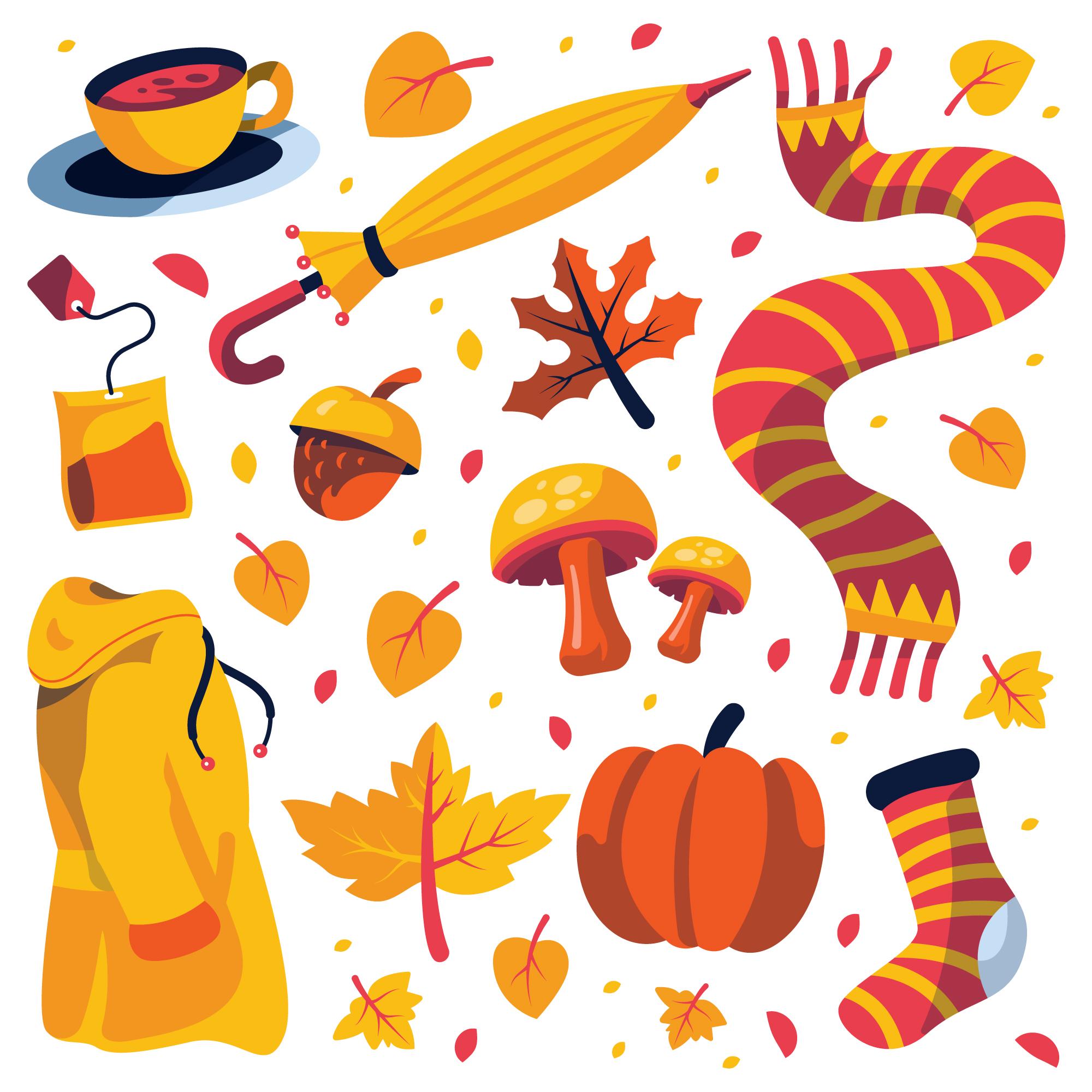 hand-drawn-flat-autumn-elements-collection